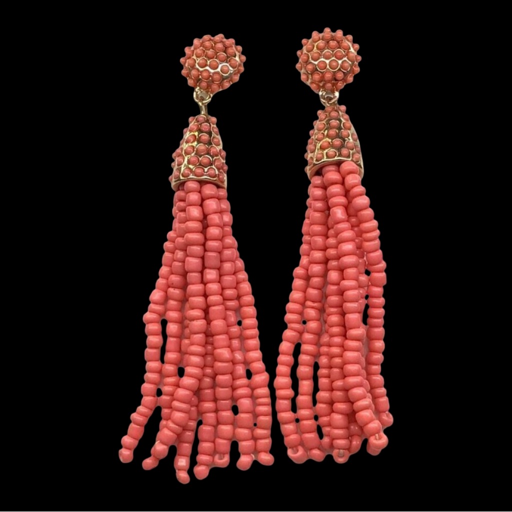 Sugarfix By Baublebar Beaded Tassel Earrings Coral Gold Tone